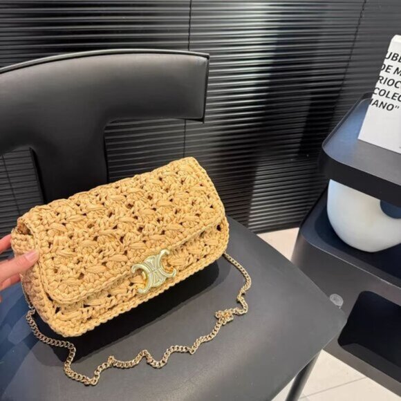 Celine Beige Woven Crossbody Bag - Picture 2 of 9